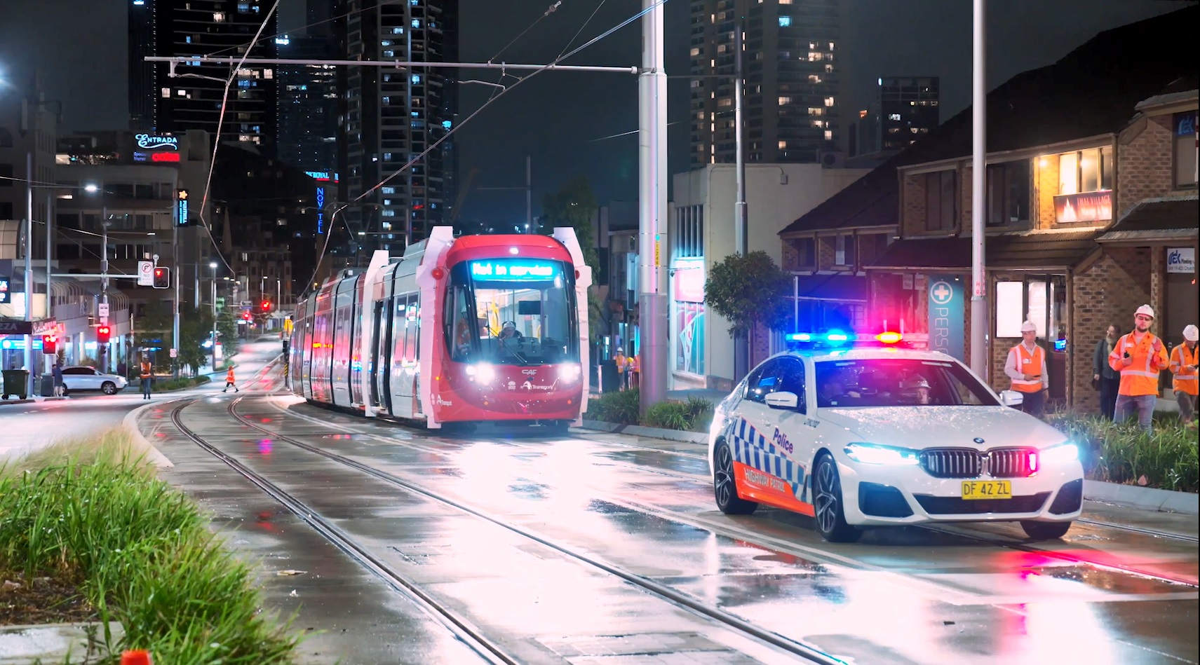 ​ Parramatta Light Rail tram testing has begun in Parramatta CBD March 2024​    ​