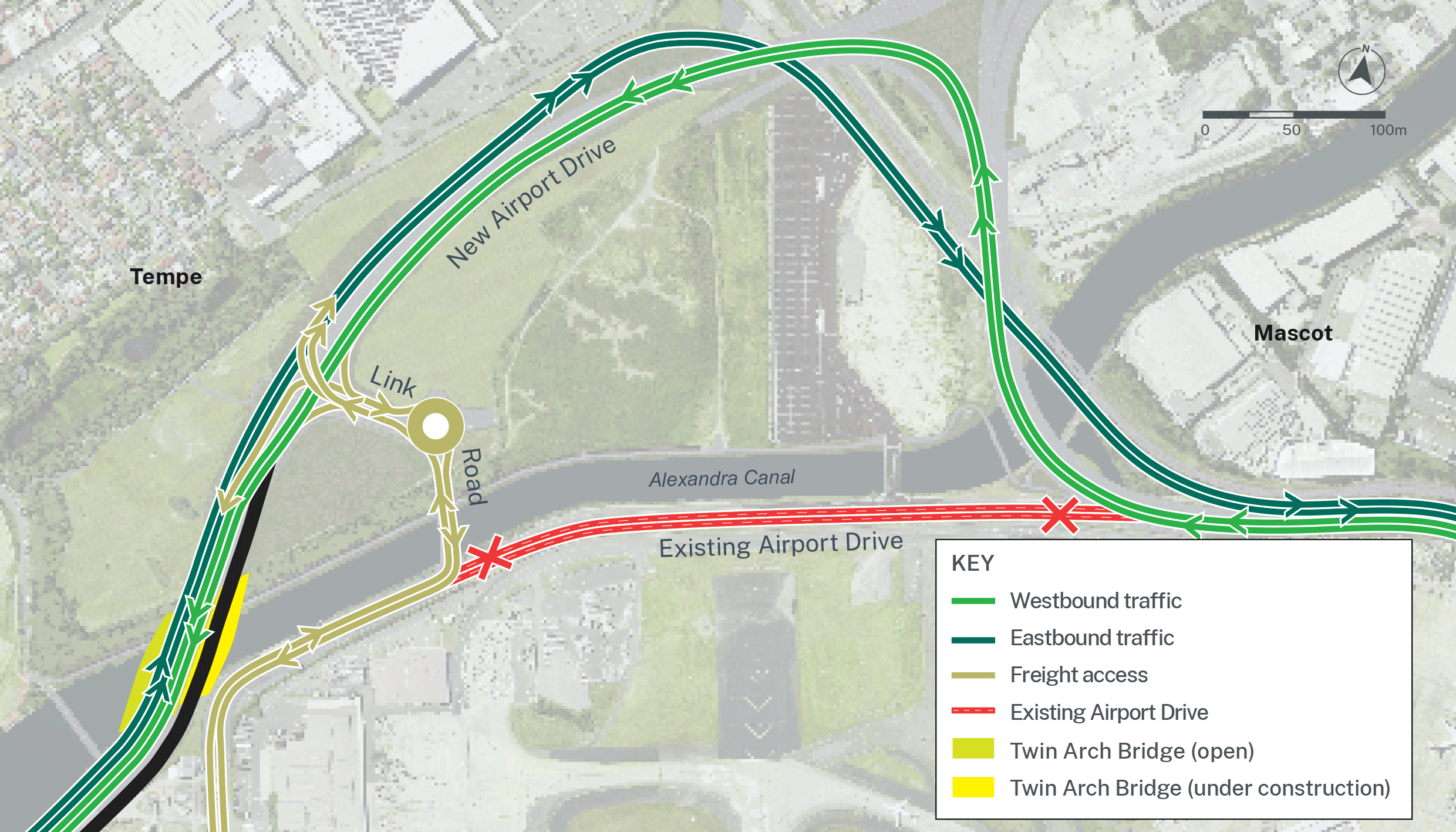 Map of the new Airport Road 