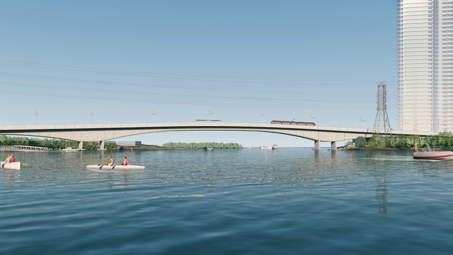View of new bridge looking from the Parramatta River