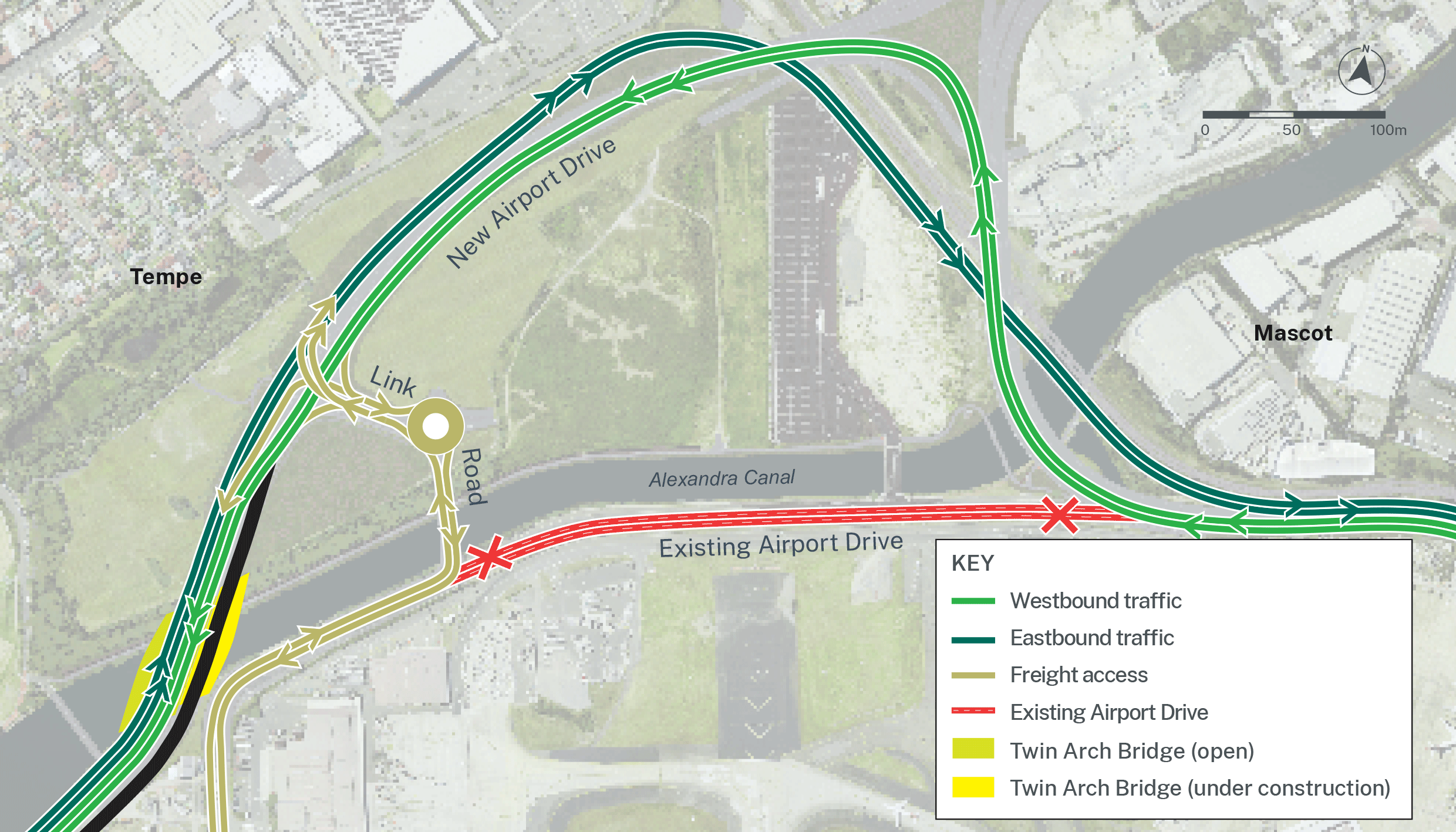 Map of the new Airport Road